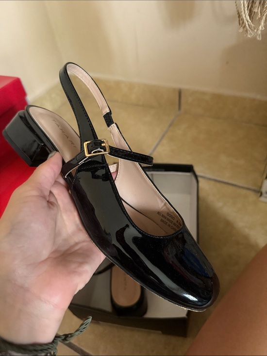 Tahari Shoes - Tahari Black Patent Mary Jane Slingback Mules